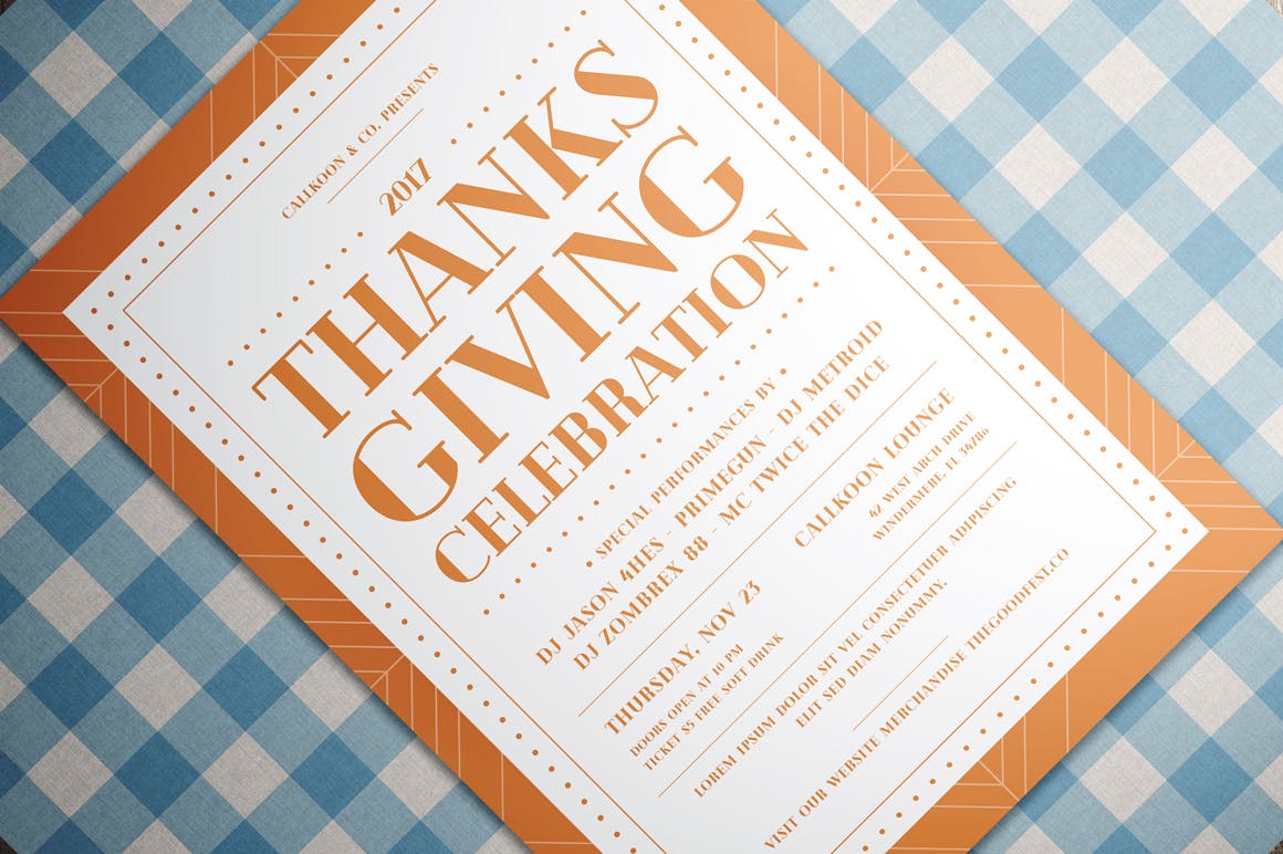 感恩节音乐会主题海报传单设计模板 Thanksgiving Flyer插图(1)