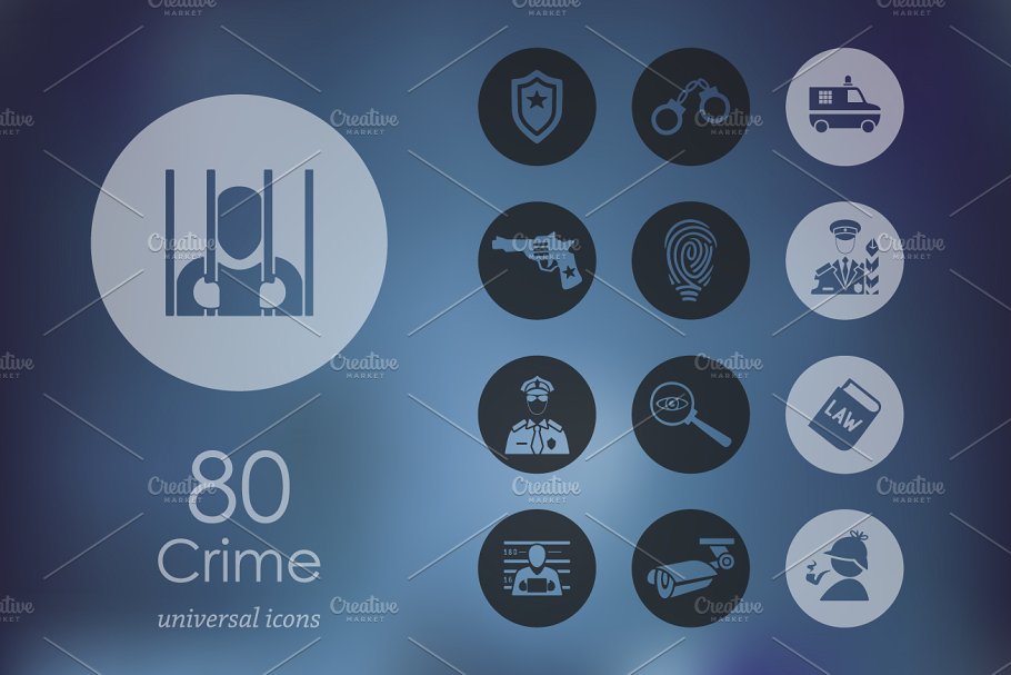 80个犯罪相关通用矢量图标 80 crime icons插图