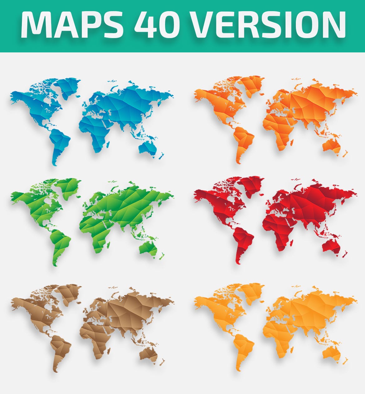 40种设计风格世界地图矢量图形设计素材下载 Map of the world 40 Version插图(1)