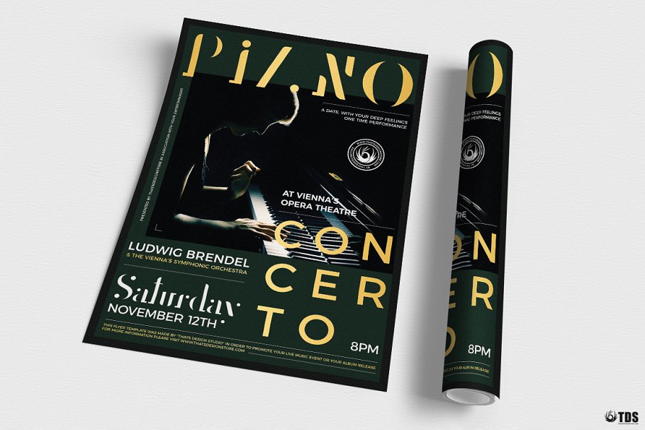 钢琴演奏音乐会海报传单宣传PSD模板V.3 Piano Concerto Flyer PSD V3插图(2)