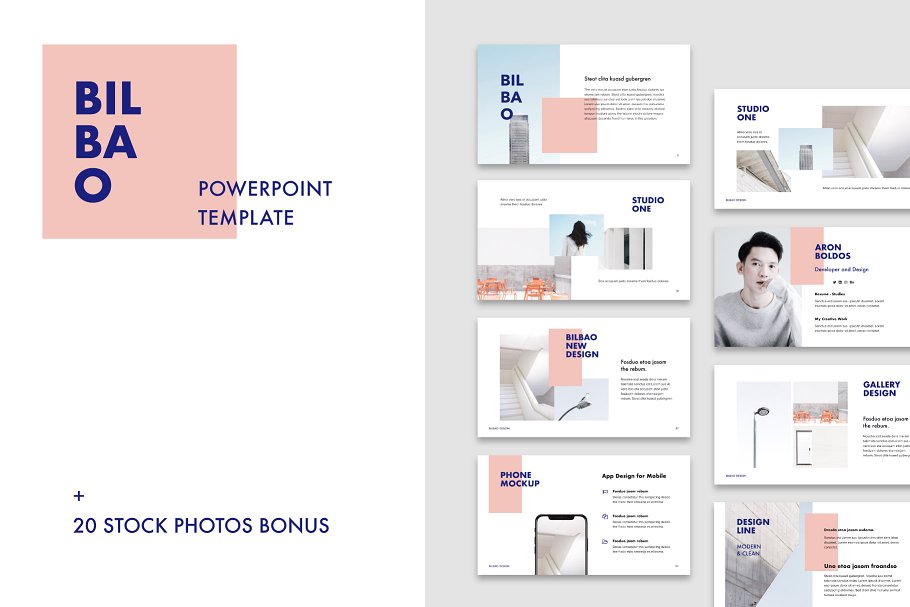 创意设计公司路演PPT幻灯片模板 BILBAO – Powerpoint Template + Bonus插图(19)