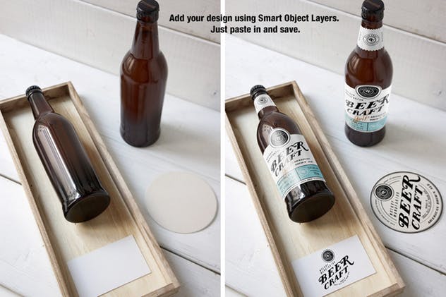 棕色啤酒玻璃瓶样机模板 Beer Bottle Mockup插图(7)
