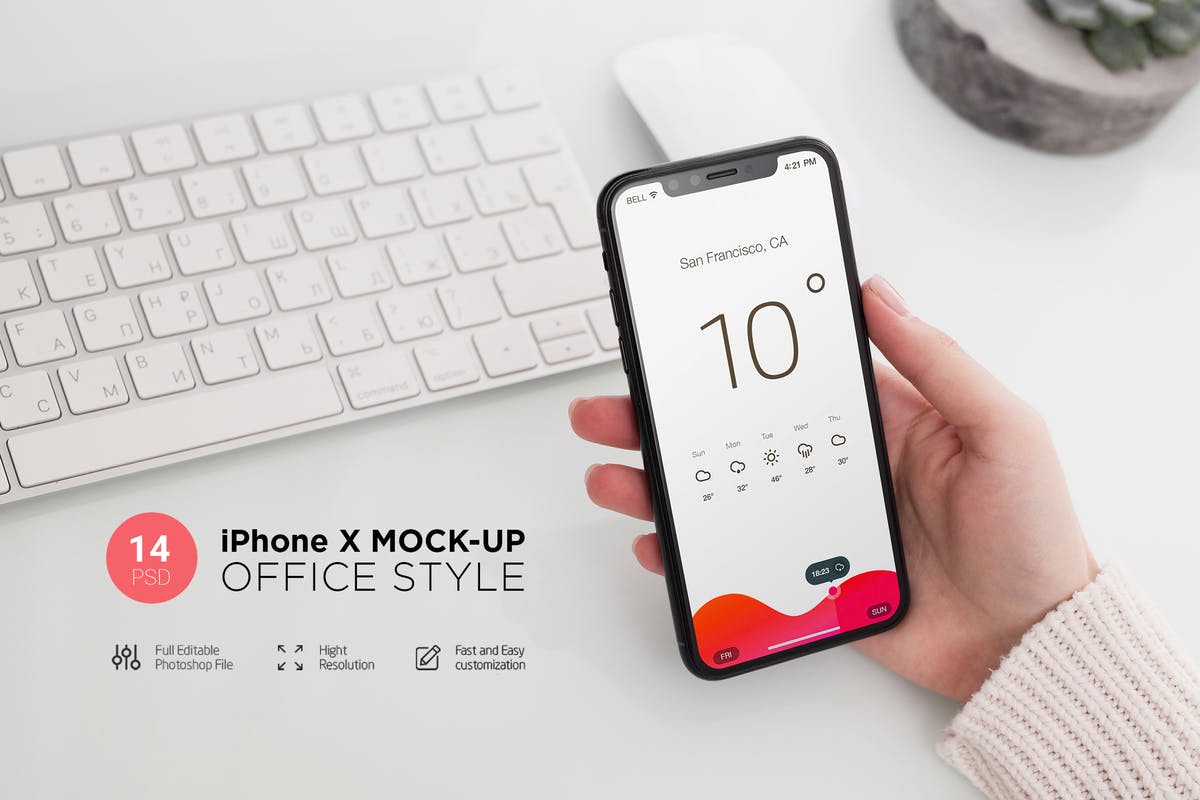 高清逼真实景iPhone X样机模板合集 iPhone X Mock-Up Office Style插图