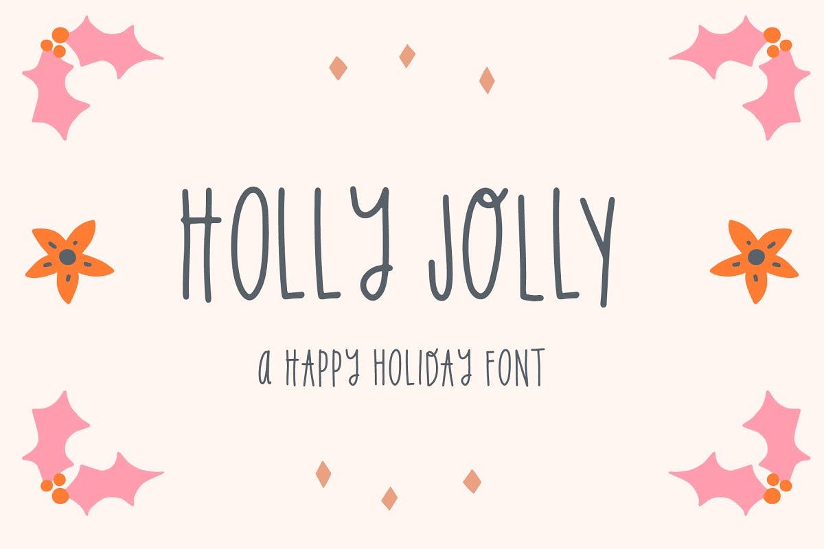 假期主题设计适用英文优雅书法字体 Holly Jolly Holiday Font插图