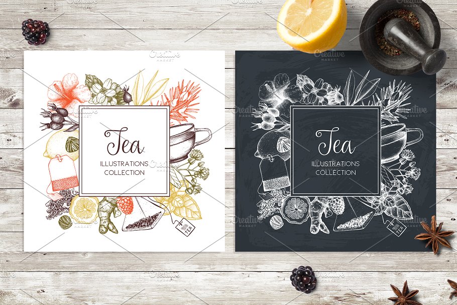 各种茶成分茶元素矢量 Vector Tea Ingredients Collection插图(3)