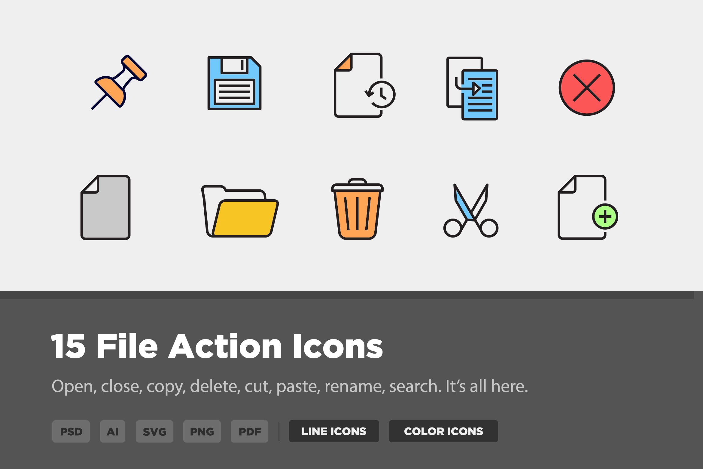 15枚文件操作矢量图标素材 15 File Action Icons插图