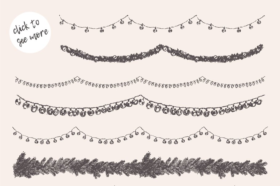 无缝的圣诞装饰花环素材 Endless Christmas garlands插图(1)