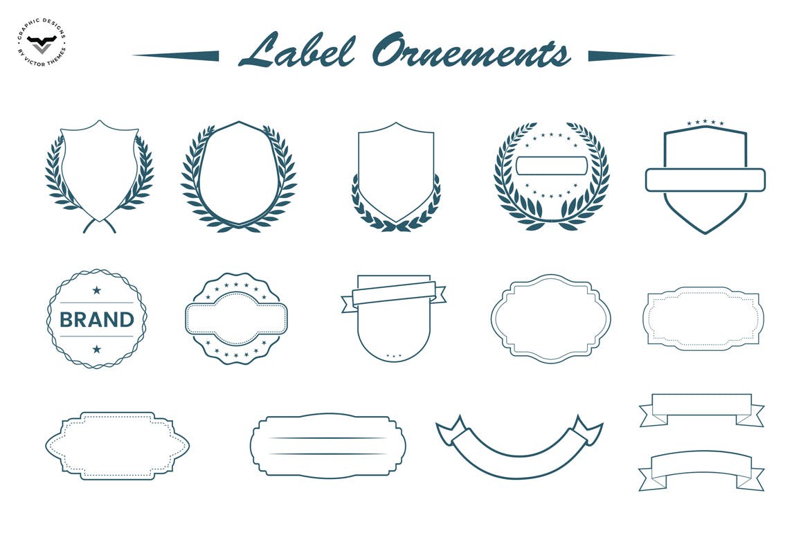 装饰标签矢量图形素材下载 Label Ornaments插图(1)