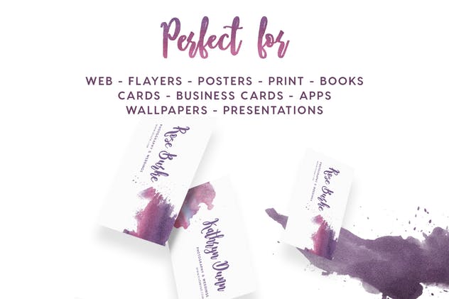 8款紫色水彩无缝纹理素材 Watercolor Seamless Textures – Purple Pack插图(2)