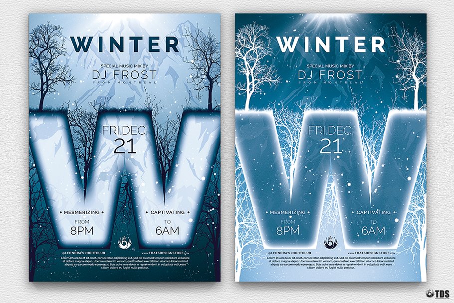 极简主义冬天主题传单PSD模板 Minimal Winter Flyer PSD插图(1)