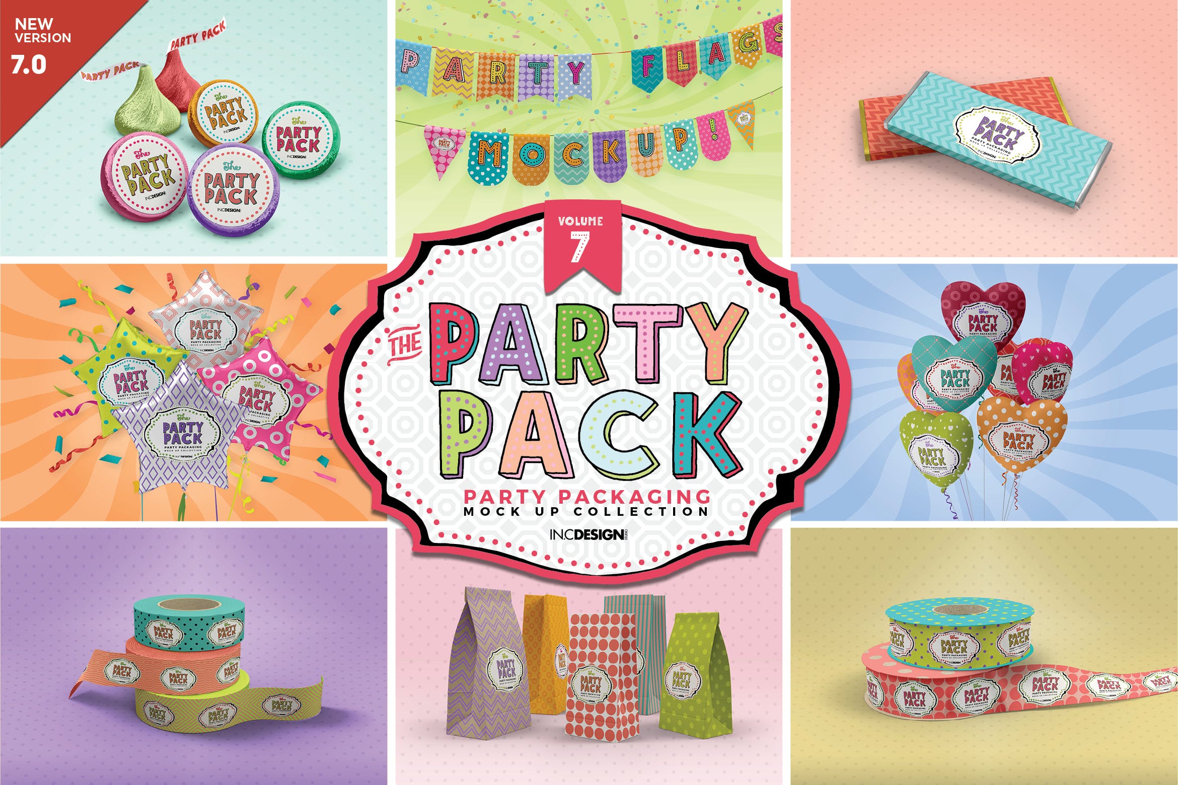 派对聚会主题装饰包装设计样机v7 Party Packaging Mockups Volume7插图