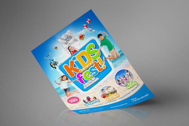 儿童乐园儿童夏令营活动海报模板 Kids Summer Fest FLyer插图(3)
