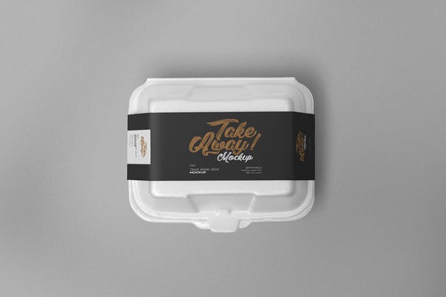一次性食品快餐盒泡沫包装样机 6 Disposable Food Packaging Mockups插图(1)