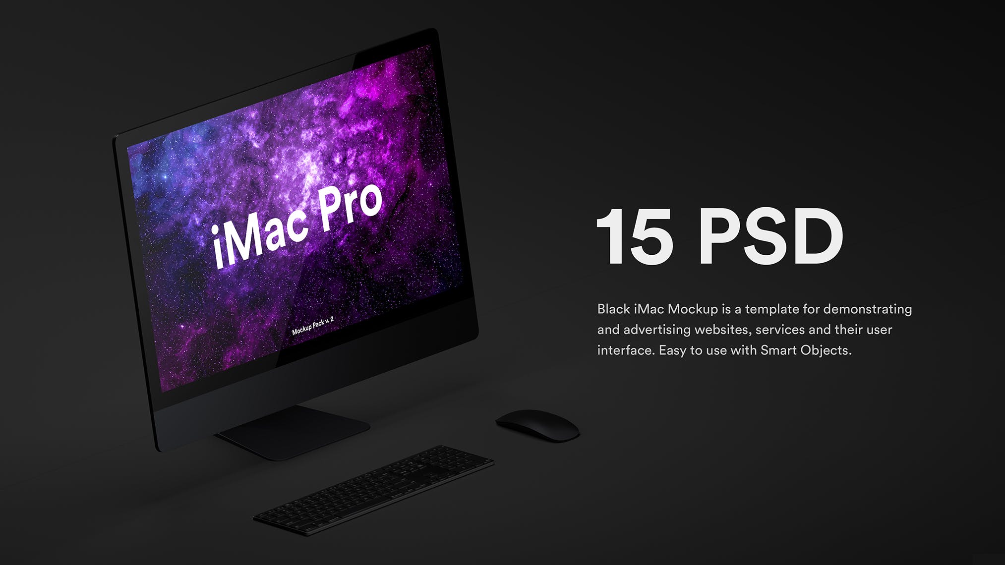 酷黑背景iMac Pro一体机电脑样机模板 Dark iMac Pro Mockup插图(3)