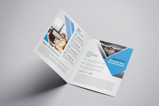 简约蓝色企业宣传双折页小册子设计模板 Corporate – Bifold Brochure插图(2)