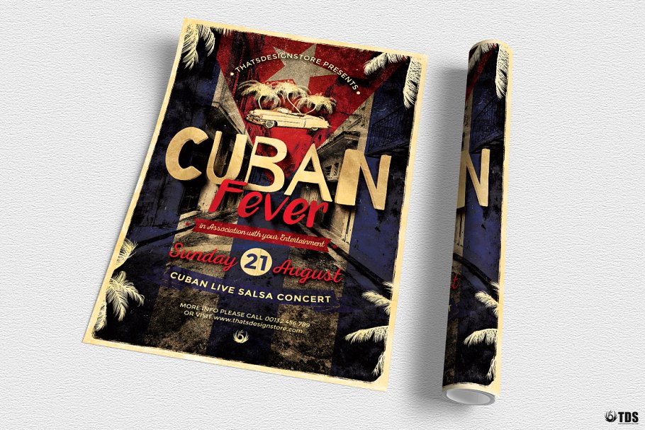 古巴风情主题传单海报PSD模板 Cuban Fever Flyer PSD插图(2)