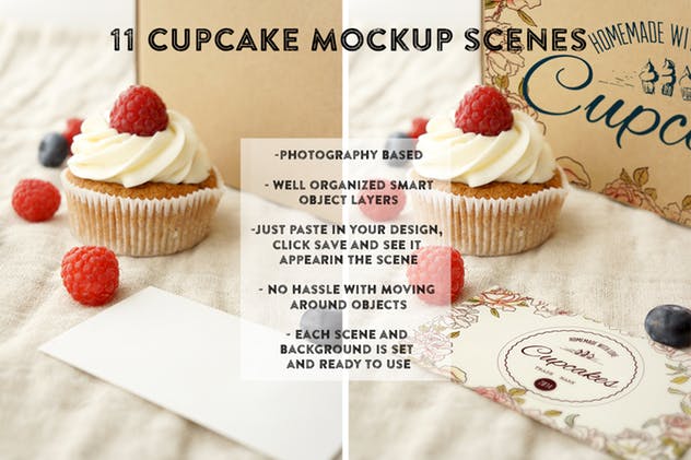 甜品蛋糕品牌标签样机模板 Cupcake Mockup插图(1)