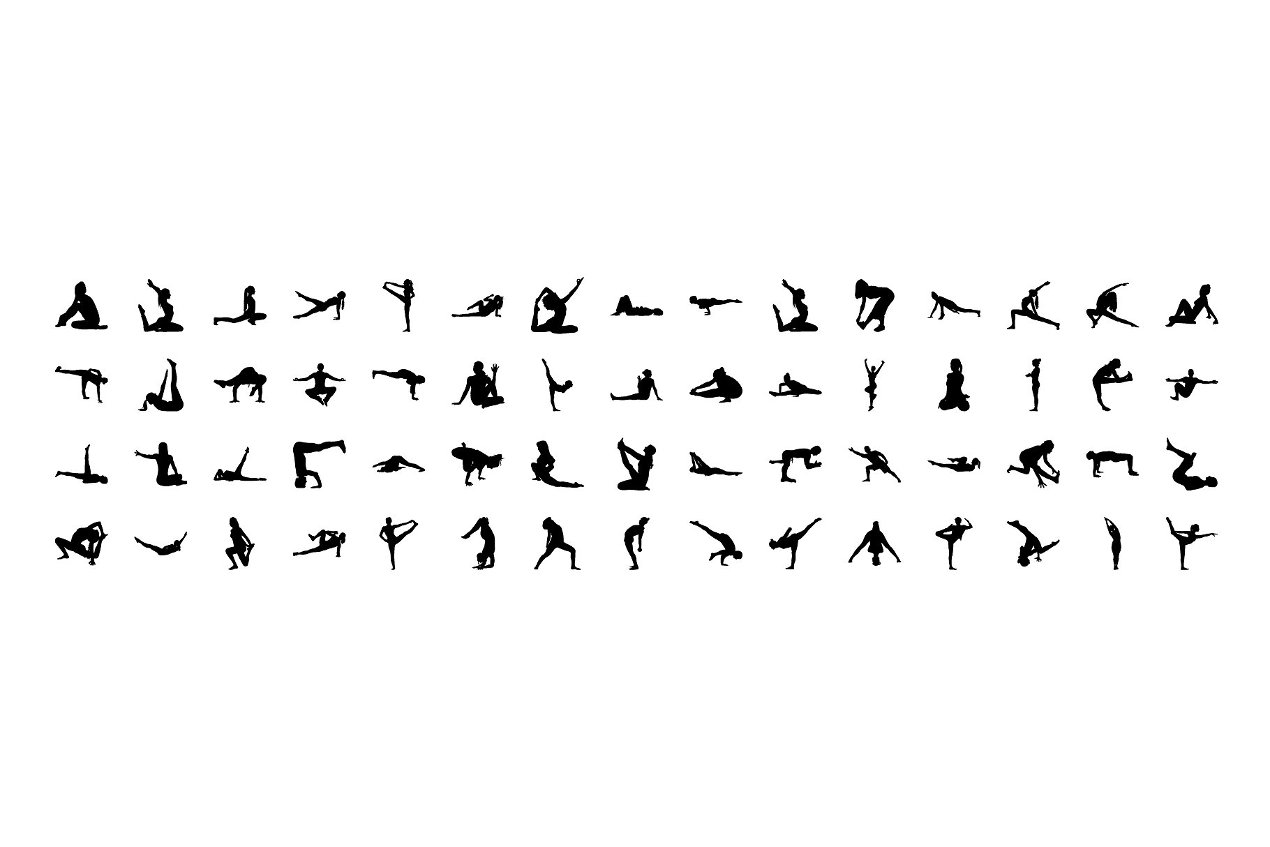 510枚瑜伽和普拉提运动动作图标 510 Yoga and Pilates Silhouette插图(4)