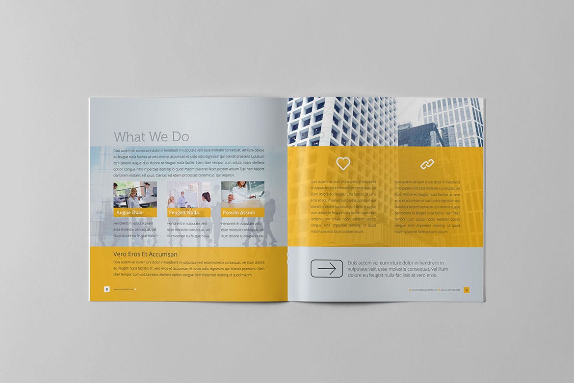 简约设计风格企业宣传画册设计模板素材 Clean Business Square Brochure插图(5)