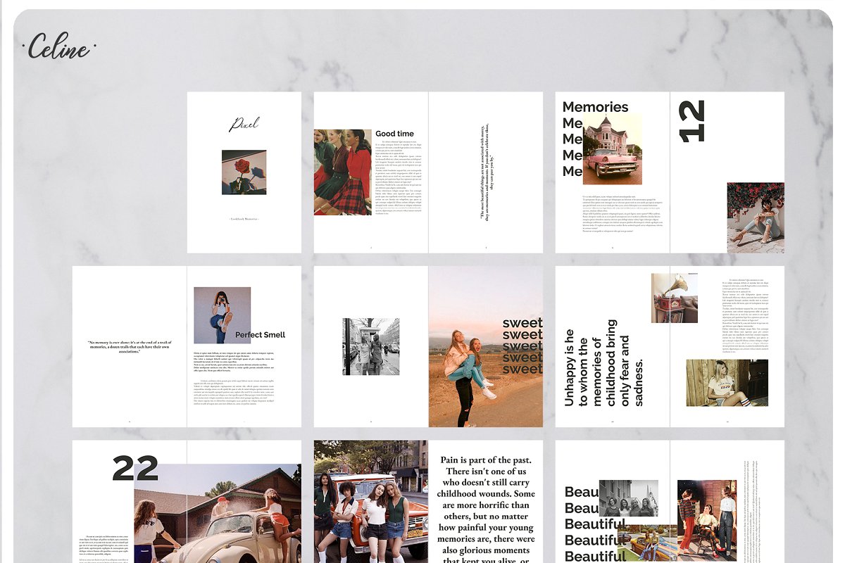 时尚简约PIXEL回忆图册杂志设计模板插图(8)