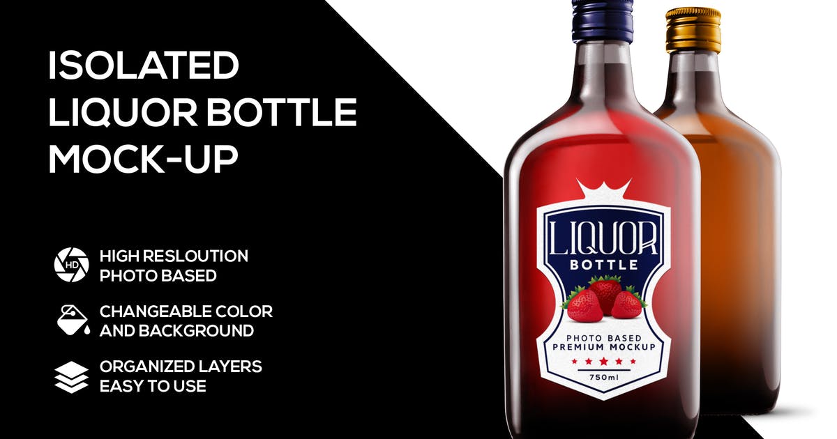 高端洋酒酒瓶外观设计样机 Liquor Bottle Mockup插图
