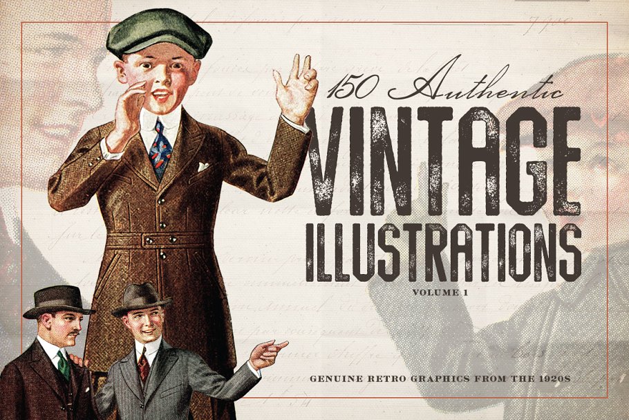 150副1920s年代复古人物照片素材 150 Vintage Illustrations Volume 1插图