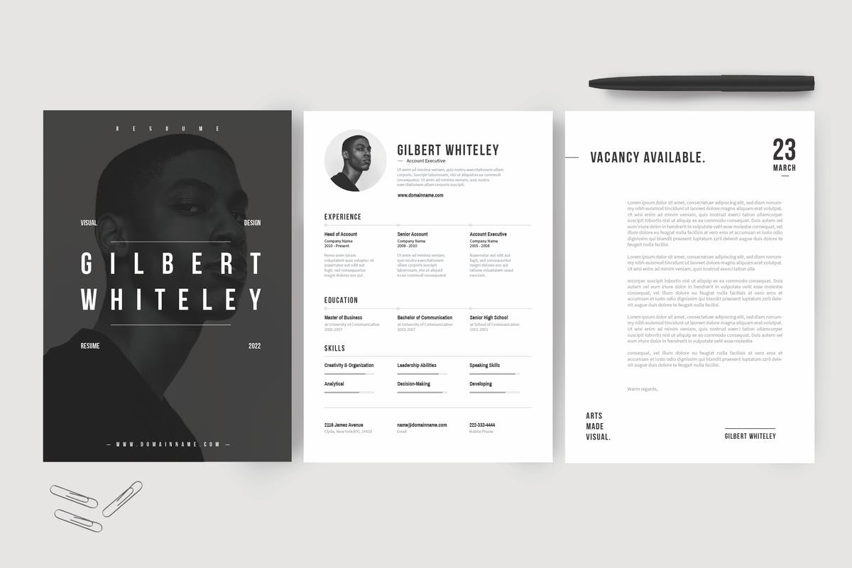 极简创意个人简历设计模板 Creative Resume & CV Template插图