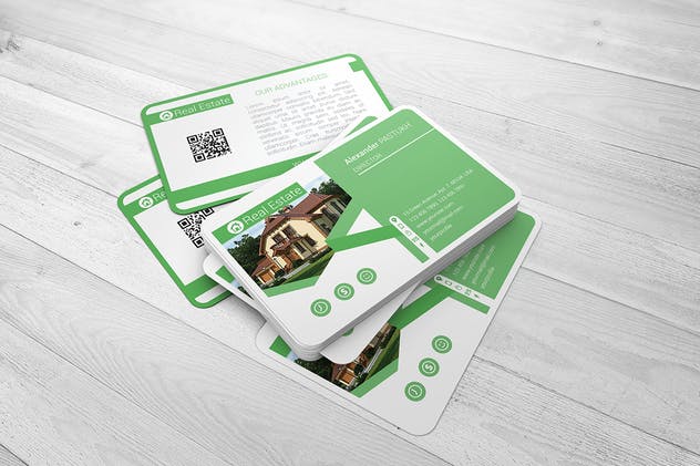 企业名片设计堆叠样机模板 Business Card Mock-Up插图(1)