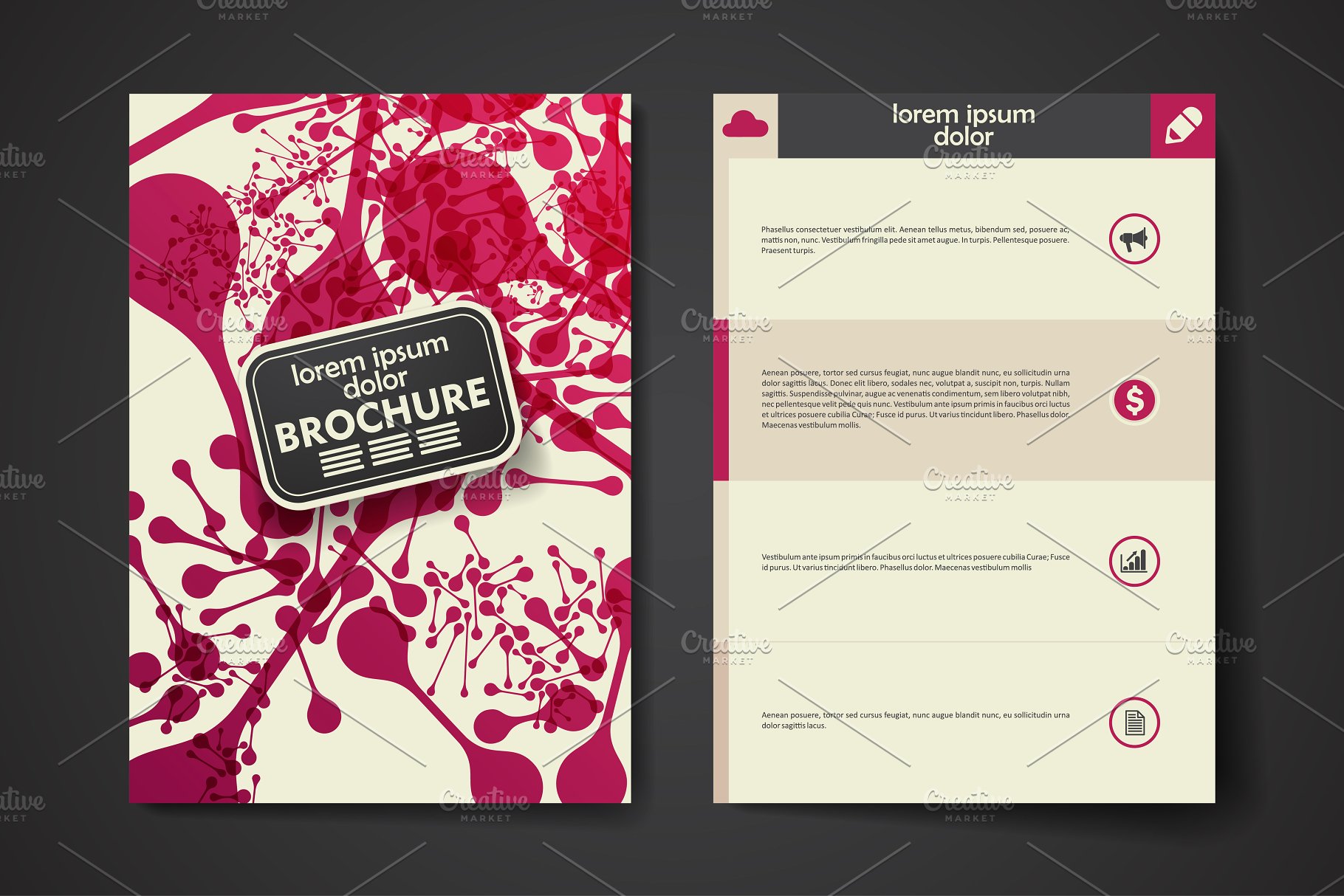 红色抽象图形小册子模板 Set of Beautiful Brochures插图(2)