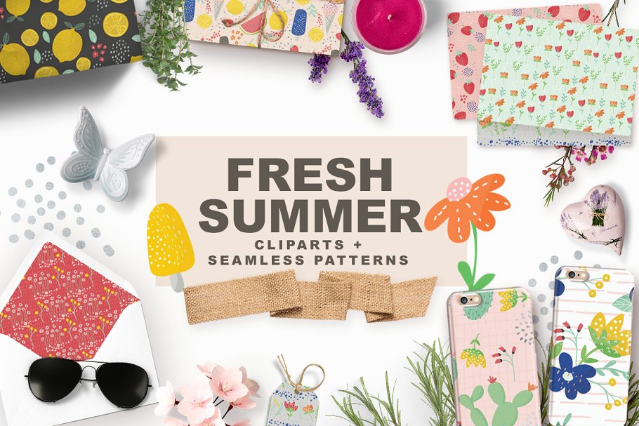 夏日风可爱图案纹理 Fresh Summer Patterns插图(1)