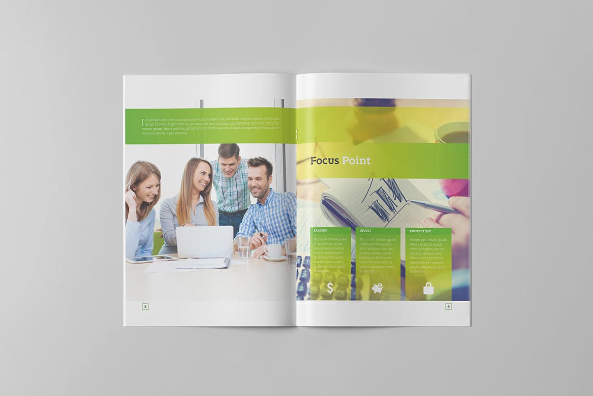 金融咨询服务公司企业画册设计模板 Green Business Brochure插图(4)