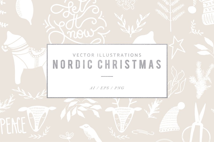 北欧风格圣诞主题矢量图形 Nordic Christmas Vector Graphics插图