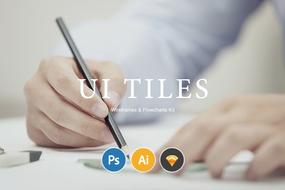 网站设计线框图和流程图 UI 套件 UI Tiles: Wireframes & Flowcharts插图