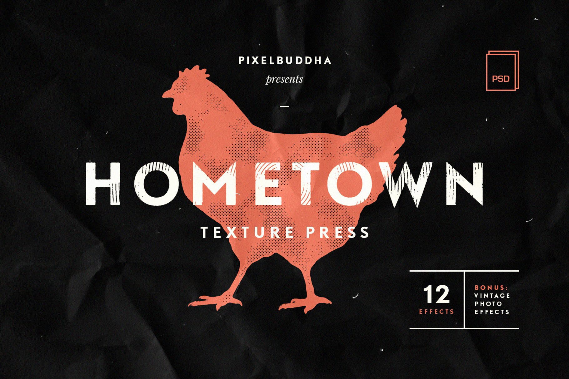 24种复古做旧风格效果PS图层样式 Hometown Texture Press Effects插图