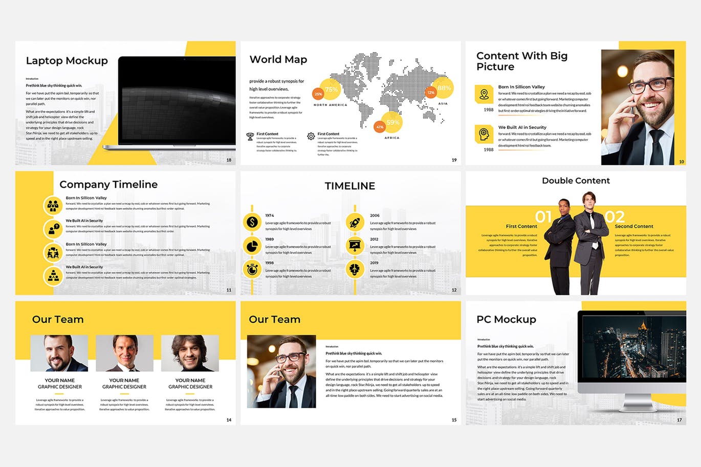 高逼格黄色配色企业公司年度报告总结PPT模板 Yello Business Presentation插图(1)