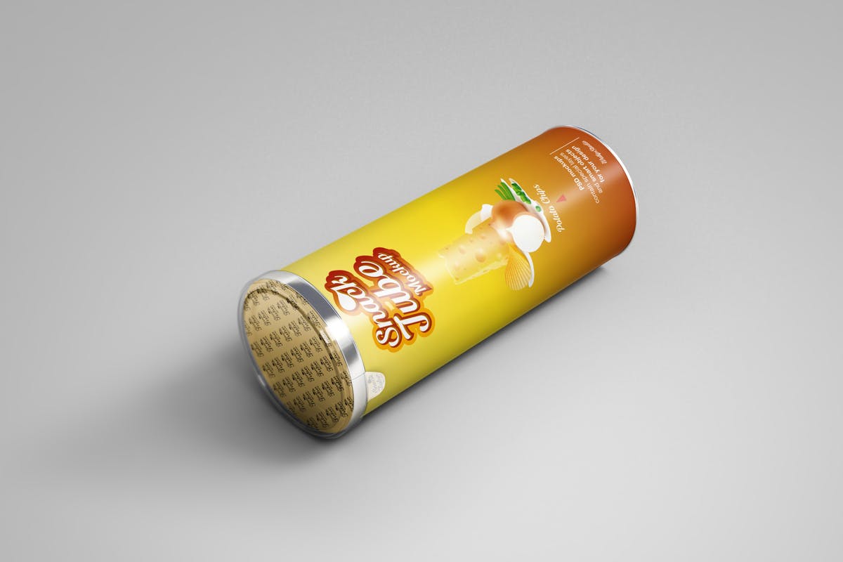 薯片圆筒食品包装样机模板 Snack Tube Mockup插图