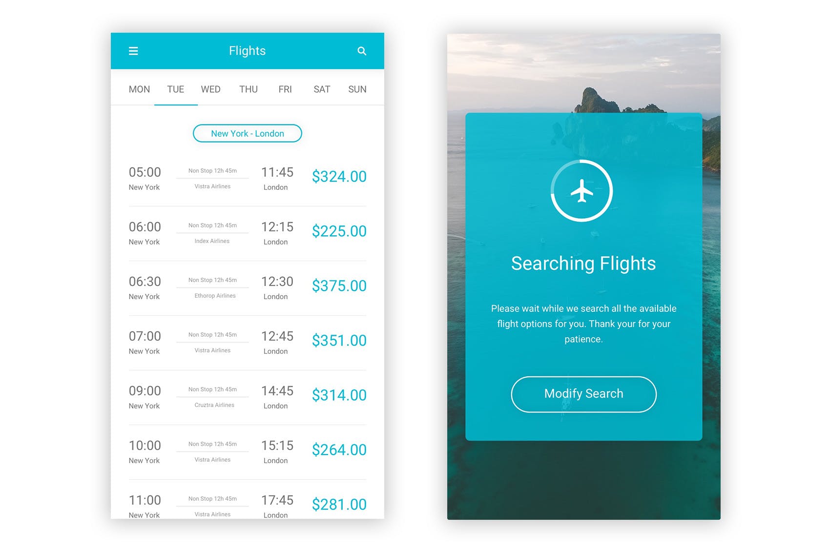 旅行和航班机票预订APP应用程序UI界面设计PSD模板 Udaan – Travel & Flight Booking App for Photoshop插图(5)