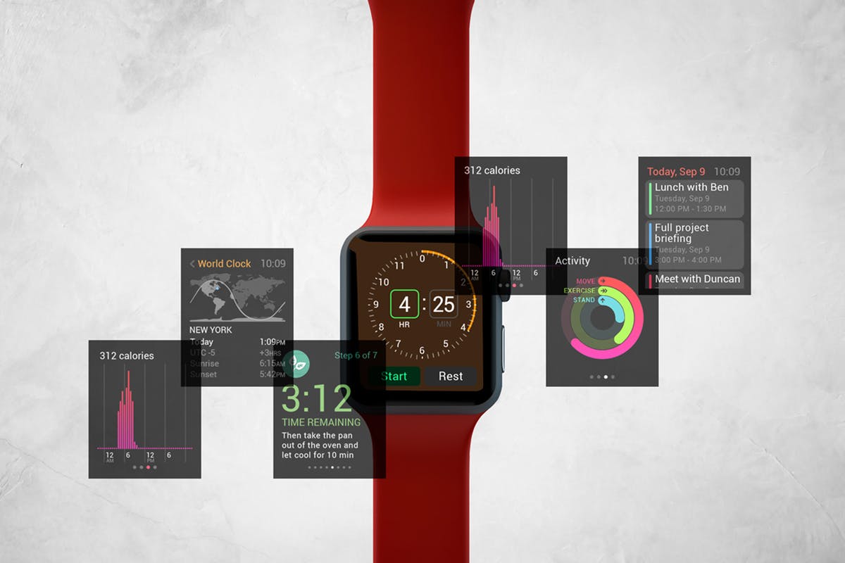 Apple智能手表APP设计展示设备样机V.3 Apple Watch Mockup V.3插图