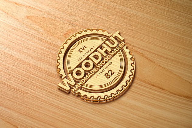 精致木纹浮雕logo样机模板 Wood Logo Mockups插图(5)