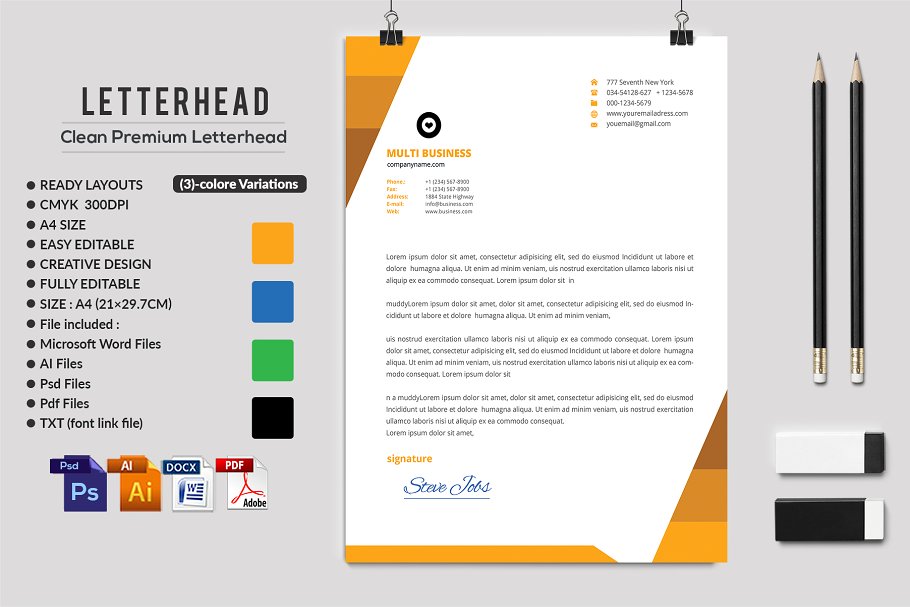10款企业品牌信笺模板 Letterhead Bundle插图(7)