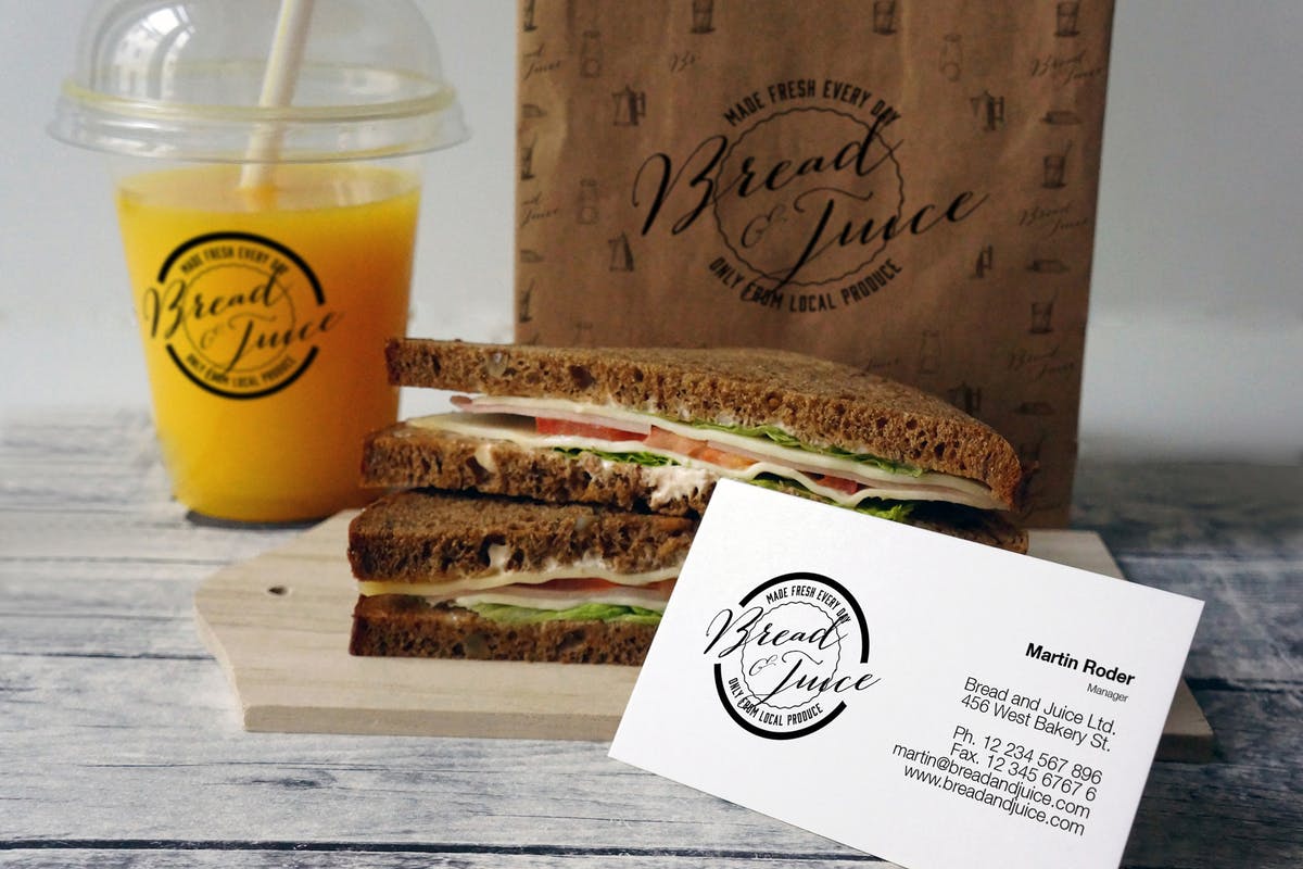 咖啡馆品牌VI设计样机模板 Sandwich Cafe Mockup插图