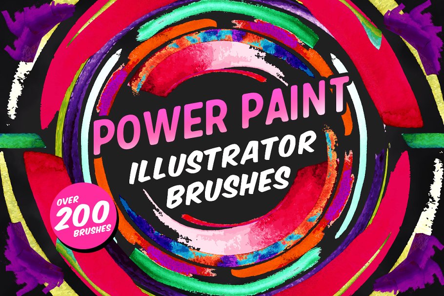 数码绘画设计师必备的270+画笔AI笔刷 Power Paint Illustrator Brushes插图