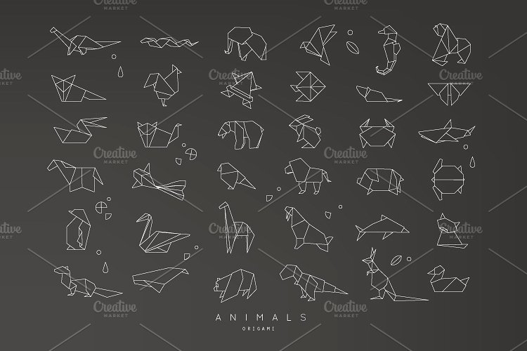 小动物折纸矢量图标 Animals Origami插图(7)