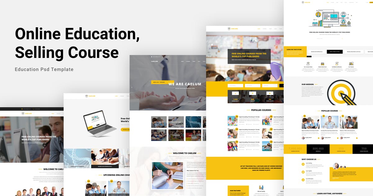 在线教育/网络课程网站设计PSD模板 Caelum – Online Education, Course PSD Template插图