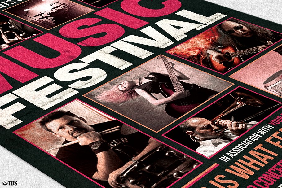 音乐节活动宣传海报设计PSD模板v18 Music Festival Flyer PSD V18插图(5)