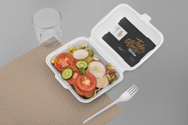 一次性食品快餐盒泡沫包装样机 6 Disposable Food Packaging Mockups插图(3)