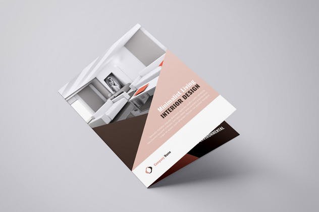 室内设计双折页广告手册设计模板 Interior Design Bifold Brochure插图(1)