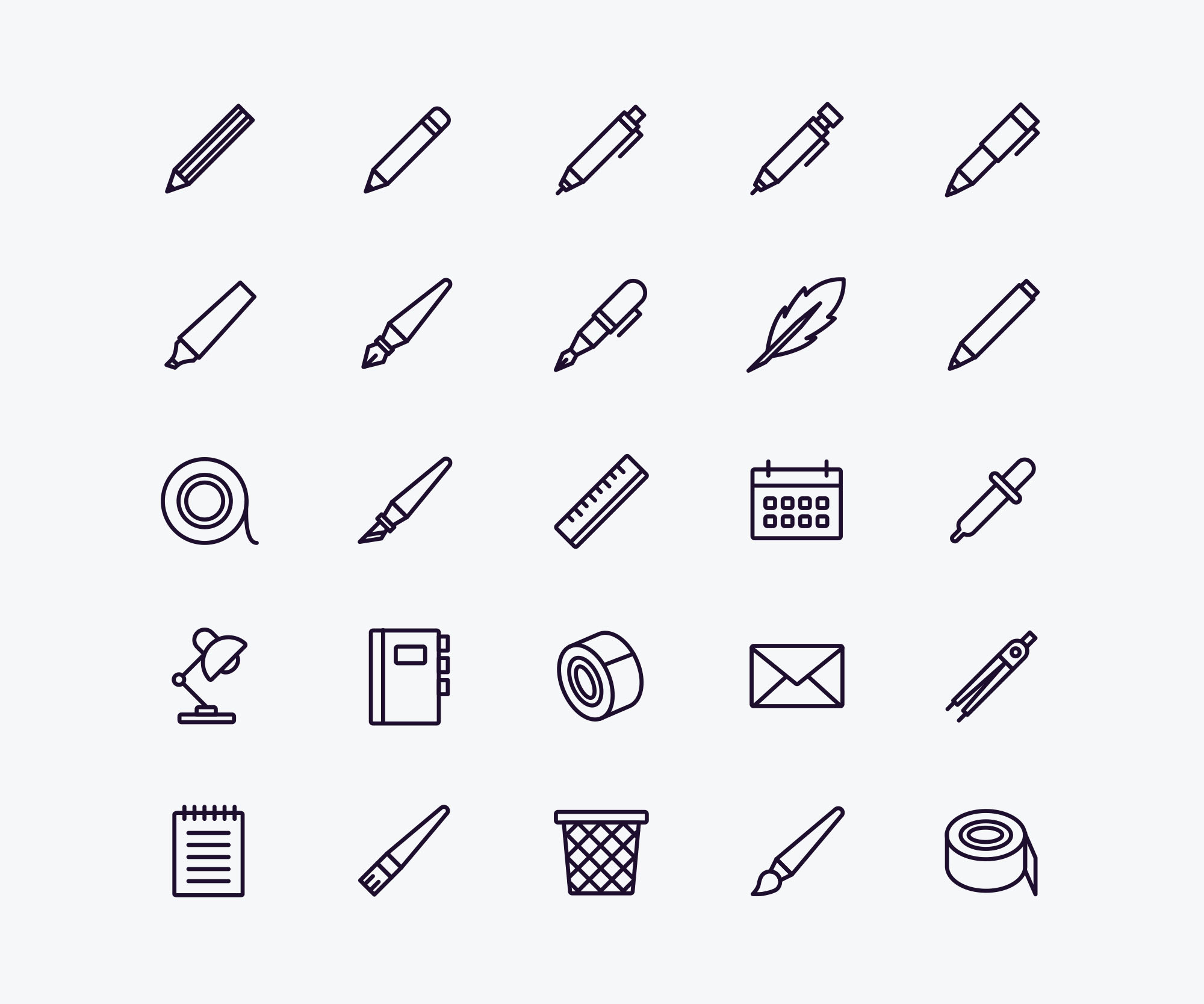 办公用品矢量图标素材 Stationery Icons Set插图
