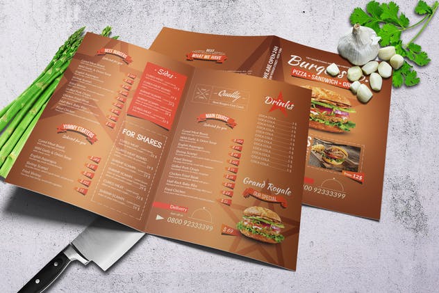 美式快餐汉堡菜单设计PSD模板套装 American Burgers Menu Bundle插图(1)