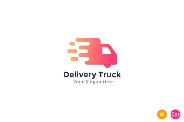 快递物流运输行业品牌Logo模板 Fast Delivery Truck Logo Template插图(1)